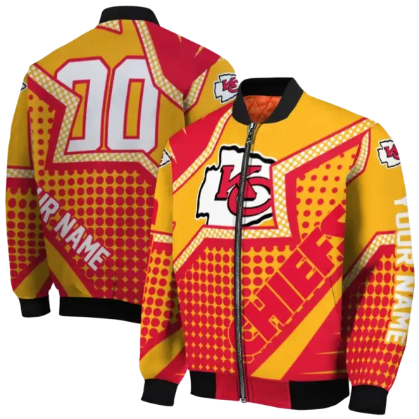 personalized kansas city chiefs star burst red bomber jacket fashion forward