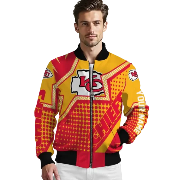 personalized kansas city chiefs star burst red bomber jacket high quality