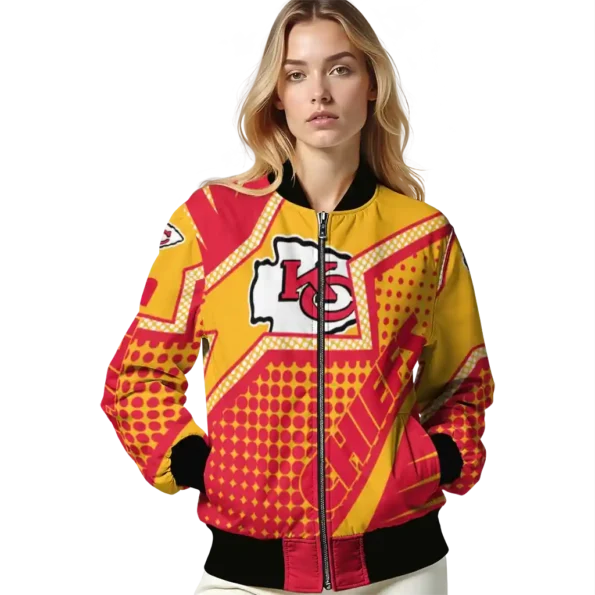 personalized kansas city chiefs star burst red bomber jacket latest model