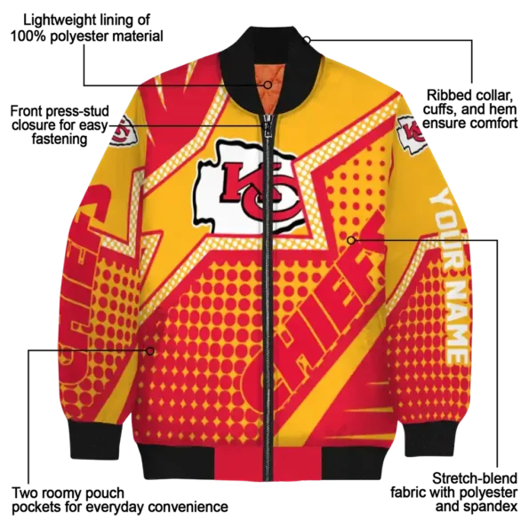 personalized kansas city chiefs star burst red bomber jacket new arrival