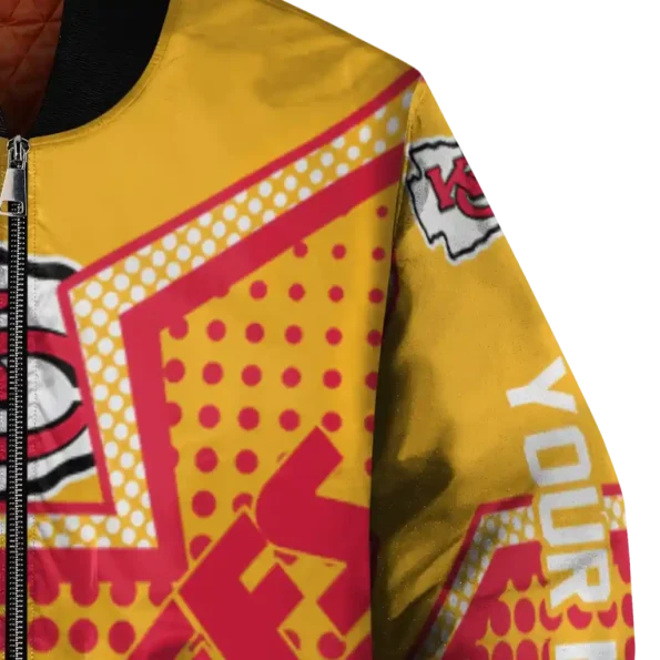 personalized kansas city chiefs star burst red bomber jacket premium grade