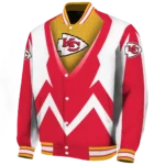 personalized kansas city chiefs v stripes red white varsity jacket best selling