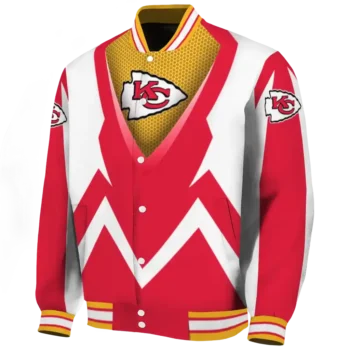 personalized kansas city chiefs v stripes red white varsity jacket best selling