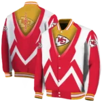 personalized kansas city chiefs v stripes red white varsity jacket best selling