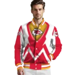 personalized kansas city chiefs v stripes red white varsity jacket best selling