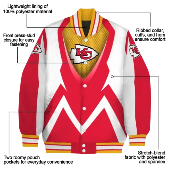 personalized kansas city chiefs v stripes red white varsity jacket new arrival