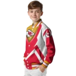 personalized kansas city chiefs v stripes red white varsity jacket best selling