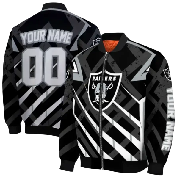 personalized las vegas raiders chevron angles black bomber jacket fashion forward