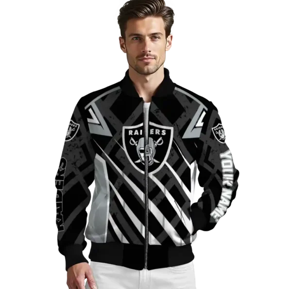 personalized las vegas raiders chevron angles black bomber jacket high quality
