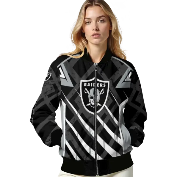 personalized las vegas raiders chevron angles black bomber jacket latest model