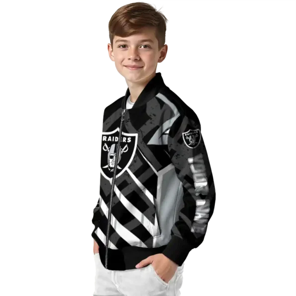 personalized las vegas raiders chevron angles black bomber jacket trendy