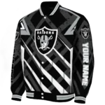 personalized las vegas raiders chevron angles black varsity jacket best selling