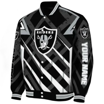 personalized las vegas raiders chevron angles black varsity jacket best selling
