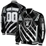 personalized las vegas raiders chevron angles black varsity jacket best selling