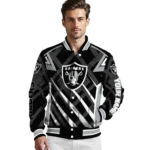 personalized las vegas raiders chevron angles black varsity jacket best selling