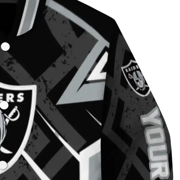 personalized las vegas raiders chevron angles black varsity jacket premium grade