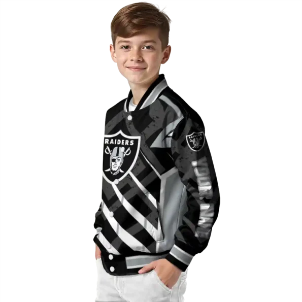personalized las vegas raiders chevron angles black varsity jacket trendy