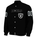 personalized las vegas raiders flame border black varsity jacket best selling
