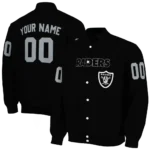 personalized las vegas raiders flame border black varsity jacket best selling