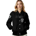 personalized las vegas raiders flame border black varsity jacket best selling