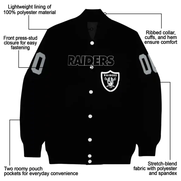 personalized las vegas raiders flame border black varsity jacket new arrival