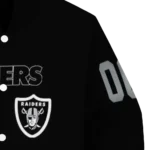 personalized las vegas raiders flame border black varsity jacket best selling