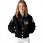 personalized las vegas raiders flame border black varsity jacket best selling