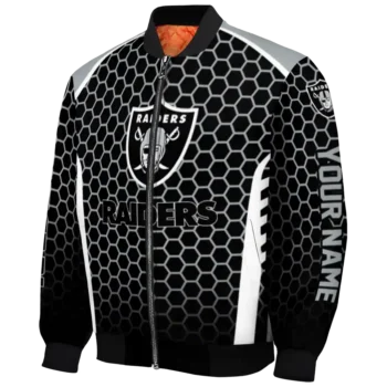 personalized las vegas raiders hexagon grid black bomber jacket best selling