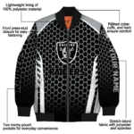 personalized las vegas raiders hexagon grid black bomber jacket best selling