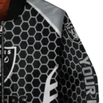 personalized las vegas raiders hexagon grid black bomber jacket best selling