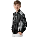 personalized las vegas raiders hexagon grid black bomber jacket best selling