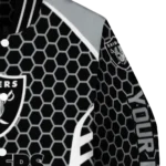 personalized las vegas raiders hexagon grid black varsity jacket best selling