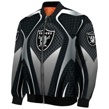 personalized las vegas raiders mesh chest grey crocs black bomber jacket best selling