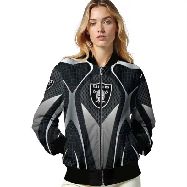 personalized las vegas raiders mesh chest grey crocs black bomber jacket latest model