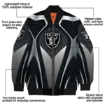 personalized las vegas raiders mesh chest grey crocs black bomber jacket best selling