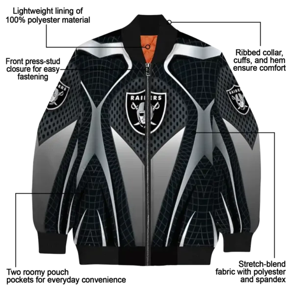 personalized las vegas raiders mesh chest grey crocs black bomber jacket new arrival