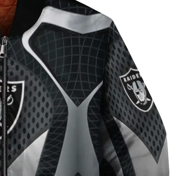 personalized las vegas raiders mesh chest grey crocs black bomber jacket premium grade