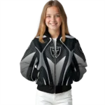 personalized las vegas raiders mesh chest grey crocs black bomber jacket best selling