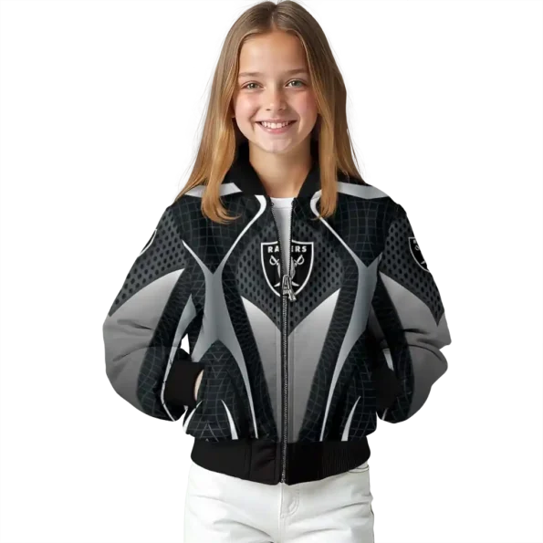 personalized las vegas raiders mesh chest grey crocs black bomber jacket top rated