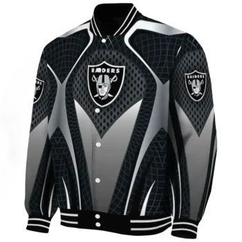 personalized las vegas raiders mesh chest grey crocs black varsity jacket best selling