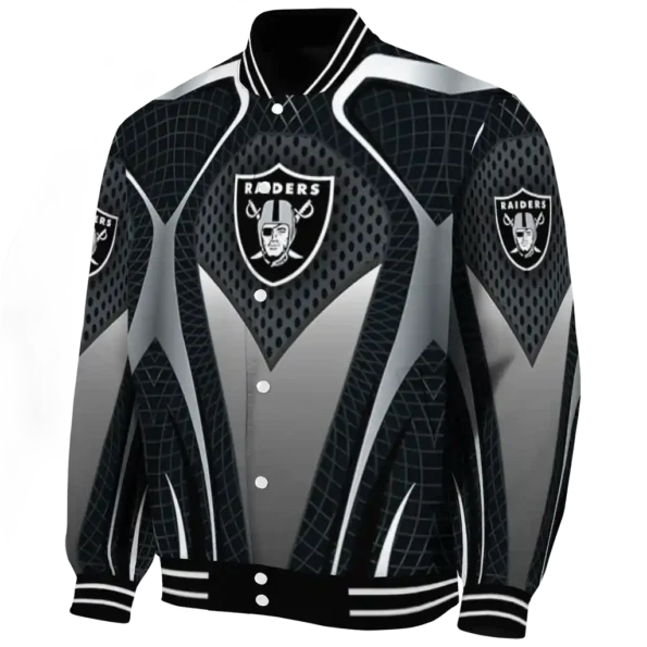personalized las vegas raiders mesh chest grey crocs black varsity jacket best selling
