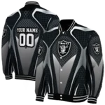 personalized las vegas raiders mesh chest grey crocs black varsity jacket best selling