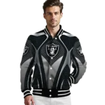 personalized las vegas raiders mesh chest grey crocs black varsity jacket best selling