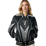 personalized las vegas raiders mesh chest grey crocs black varsity jacket best selling