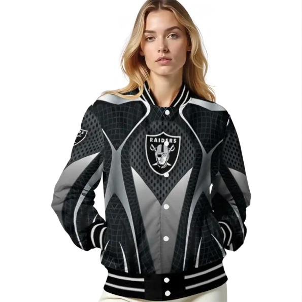 personalized las vegas raiders mesh chest grey crocs black varsity jacket latest model