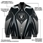personalized las vegas raiders mesh chest grey crocs black varsity jacket best selling