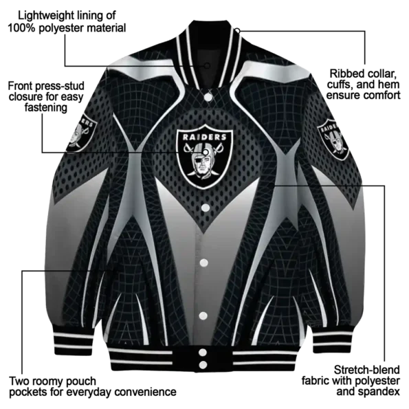 personalized las vegas raiders mesh chest grey crocs black varsity jacket new arrival