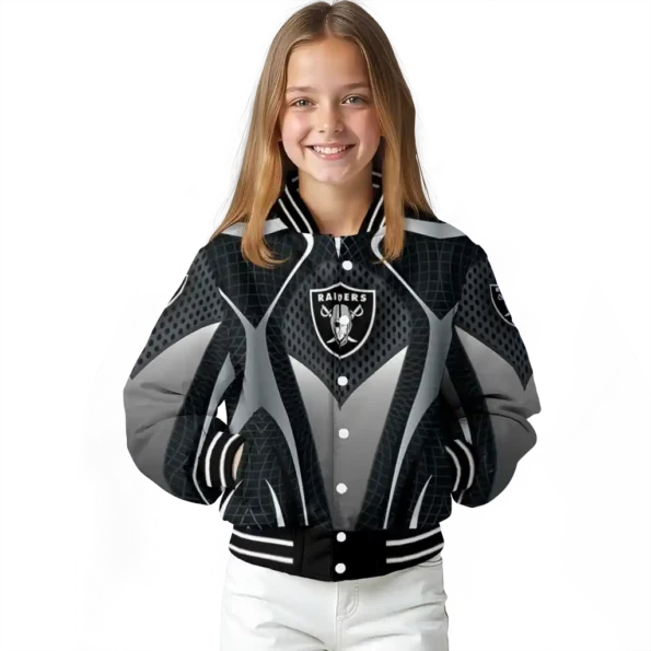 personalized las vegas raiders mesh chest grey crocs black varsity jacket top rated