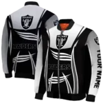 personalized las vegas raiders mesh effect black bomber jacket best selling