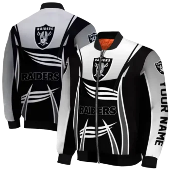 personalized las vegas raiders mesh effect black bomber jacket fashion forward